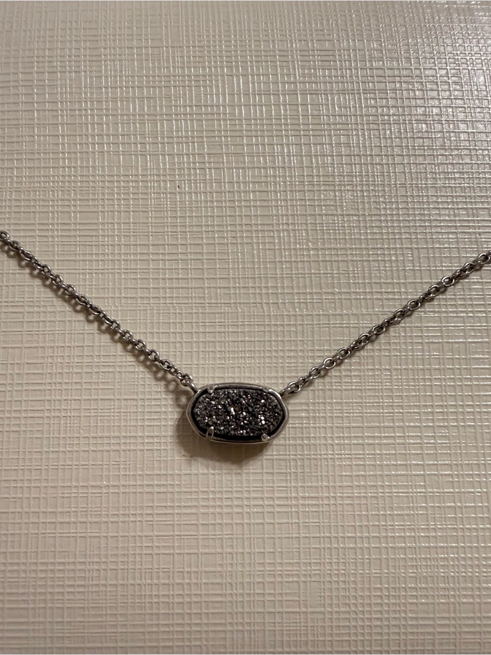 Kendra Scott Elisa Silver Platinum Drusy Pendant Necklace